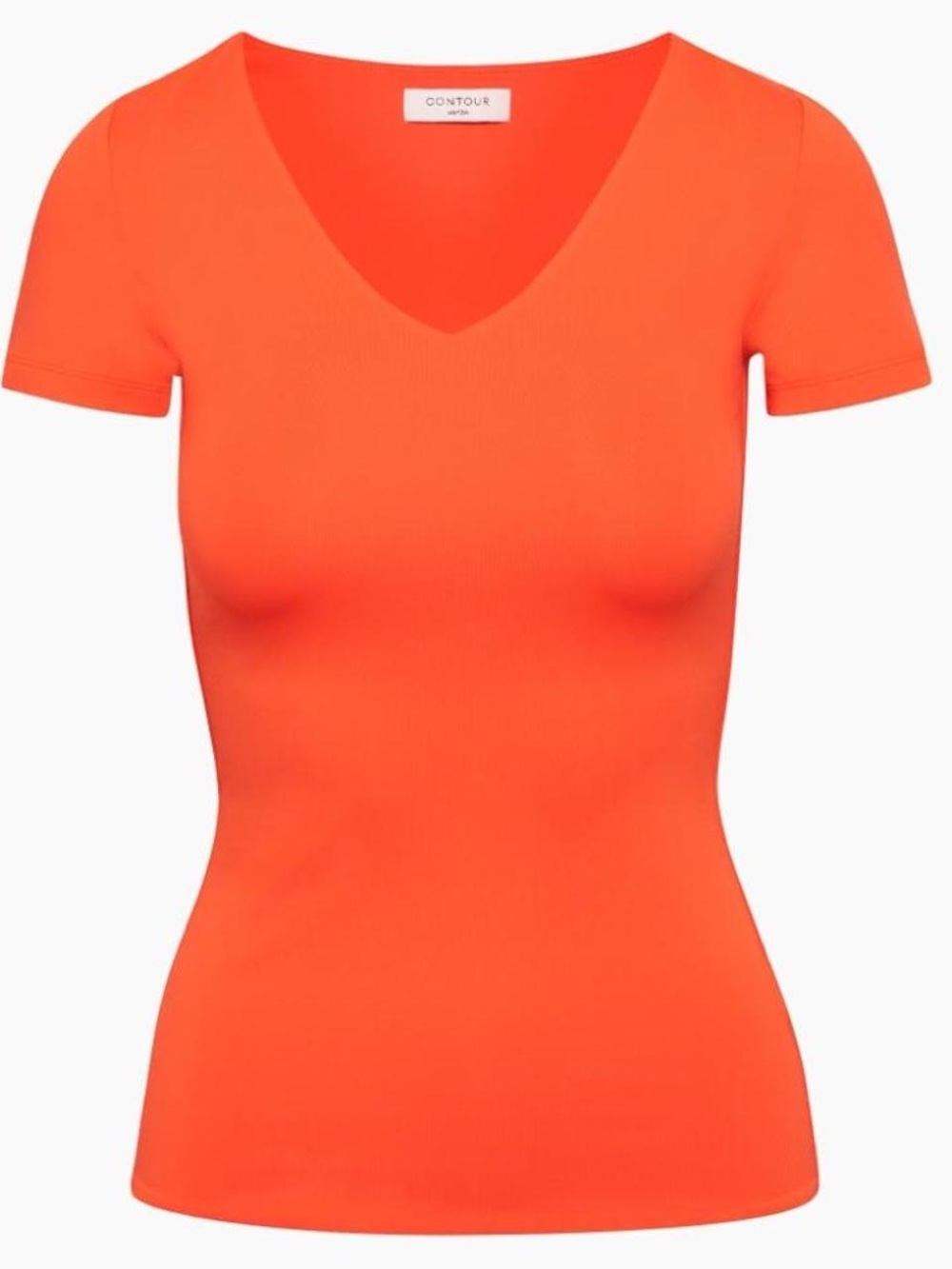 Aritzia Contour Bright Orange V-Neck Short Sleeve Top